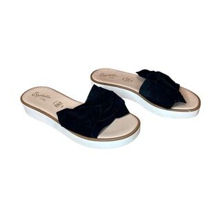 Seychelles Made in Italy‎ Black Suede Bow Slide Platform Sandals Size 8.5